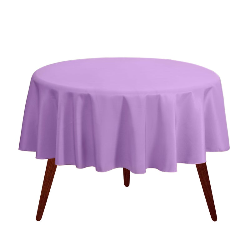 Gee Di Moda Round Tablecloth - 108 Inch Lavender Round Table Cloth for 48 to 72 Inch Round Tables - Heavy Duty Washable Fabric - for Buffet Table, Holiday Party, Dinner, Wedding & Baby Shower - Image 1